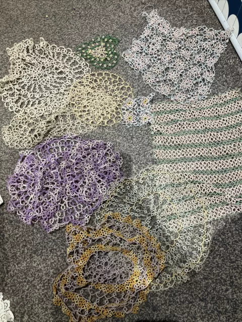 12 Mixed Vintage Hand Made Tatted Lace Dollies/ Mat