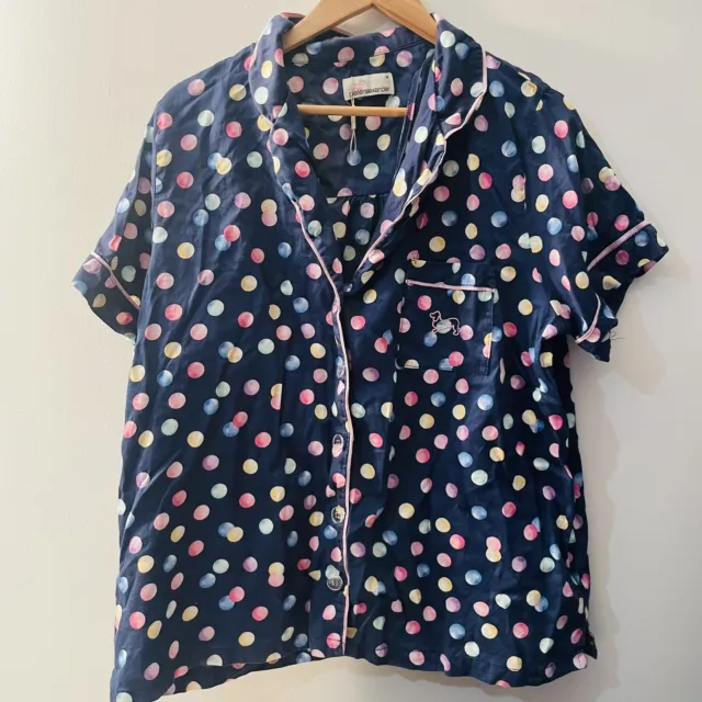 Peter Alexander Ladies Polkadot Button Up Sleep Shirt ONLY Size 14- GC