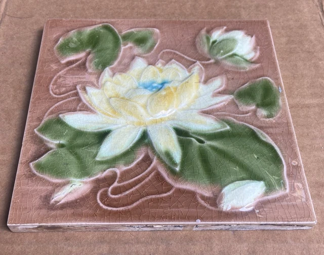 Alfred Meakin - Antique Art Nouveau Majolica Tile C1900 2