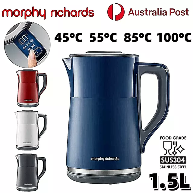 MORPHY RICHARDS Electric Water Kettle Stainless Steel Thermostatic 1800W LED AU
