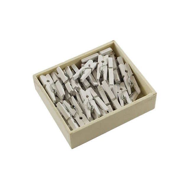 JAM Paper Wood Clip Clothespins Small 7/8 Inch White Clothes Pins 2230717360