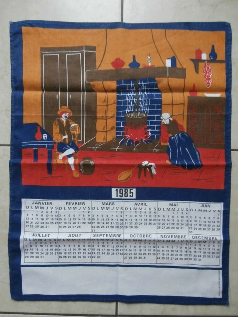 Lot De 6 Torchons Vintage 1978 - Calendrier Tissu - Ford, Fleurs, Canard - Mourgues
