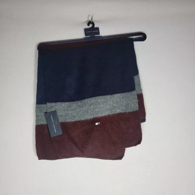 New Tommy Hilfiger Men's Blue Knit Logo Warm Winter Muffler Scarf One Size