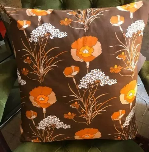 Lot de 6 Coussins Orange et marron FLEURS Retro années 70 créations unique 3