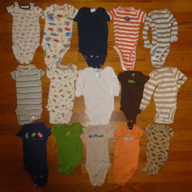 Baby Boy Newborn Assorted Carter's One Piece Bodysuits Lot Of 15