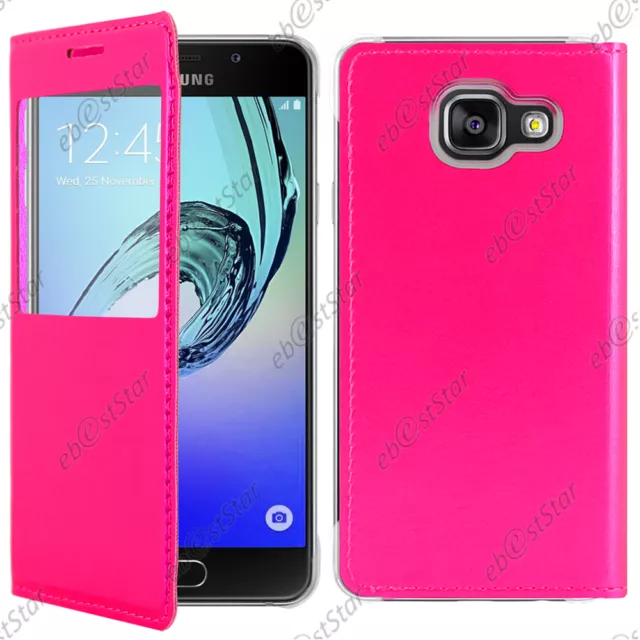 Housse Coque Etui Fen�tre View PU Cuir Rose pour Samsung Galaxy A5 2016 A510F