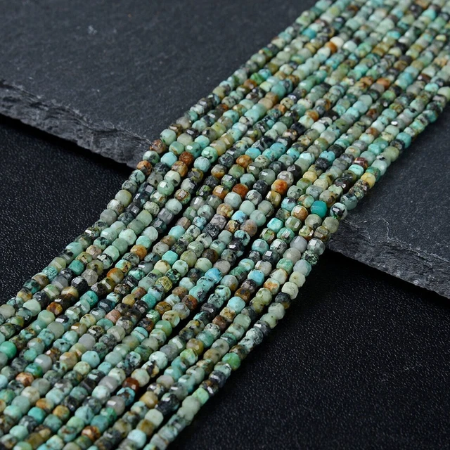 Naturel AAA Africain Turquoise Gemme 2mm Cube Boîte Briolette Facettes Perles