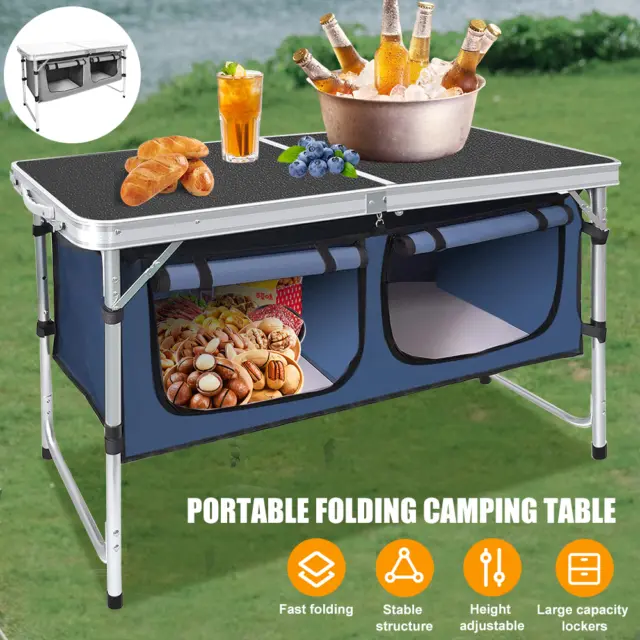 UK Folding Camping Picnic Table Party Kitchen Outdoor Garden BBQ Portable