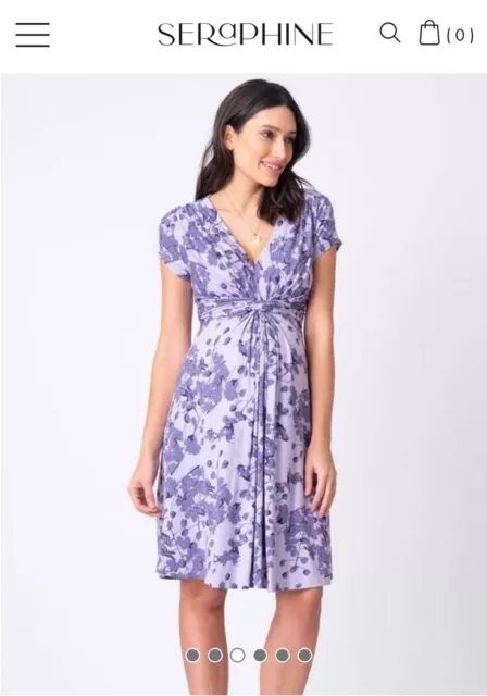 Seraphine Brand New Lavender Blossom Knot Front Maternity Dress Size 10 BNWT