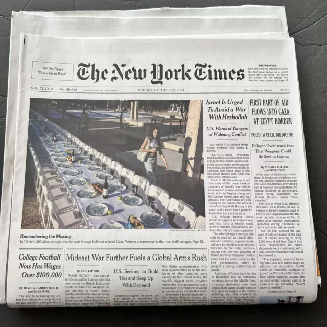 THE NEW YORK Times Newspaper Sunday October 22 2023 NYT & Style ...