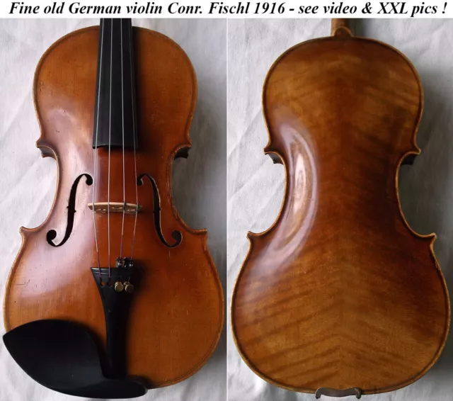 OLD GERMAN VIOLIN CONRAD FISCHL 1916 -video- ANTIQUE MASTER バイオリン скрипка 924