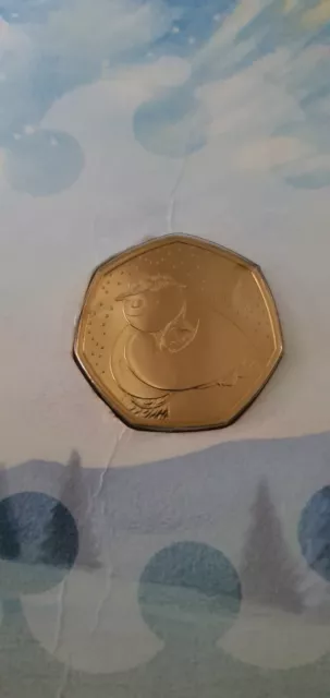 2020 snowman 50p Gold Plated Fifty Pence Coin
