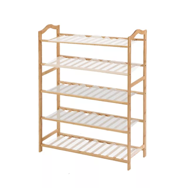 Levede Bamboo Shoe Rack Storage Wooden Organizer Shelf Stand 5 Tiers Layers 80cm