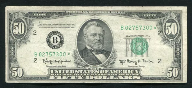 Fr.2112-B* 1950-E $50 *Star* Frn Federal Reserve Note New York, Ny Very Fine (B)