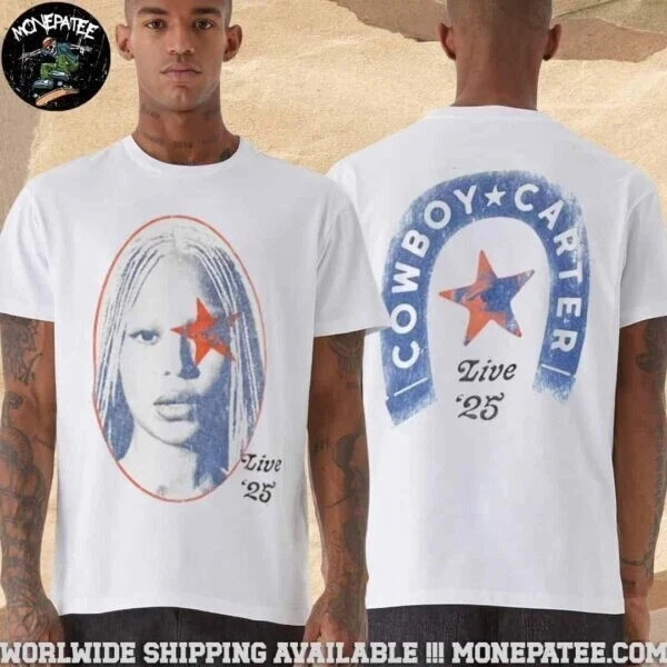 BEYONCE COWBOY CARTER Live Tour 2025 Merchandise 2 side Shirt Full Size