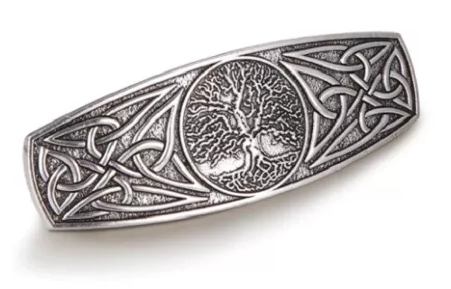 Celtic Hair Clip Silver Tree of Life Hairpin Viking Hair Slide 8.5 x 3 cm