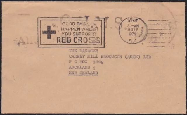 FIJI 1979 OHMS cover to NZ - Suva Red Cross slogan pmk.....................B3788