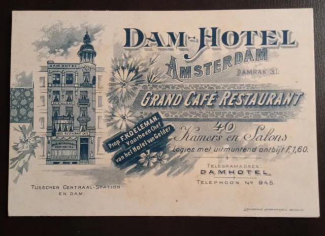 1900ca Dam Hotel - Amsterdam - grand cafè restaurant prop. F. Koeleman