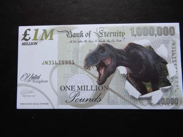 One Million Dinosaur Note Bill Novelty £1000000 Fantasy Bill Millionaire England