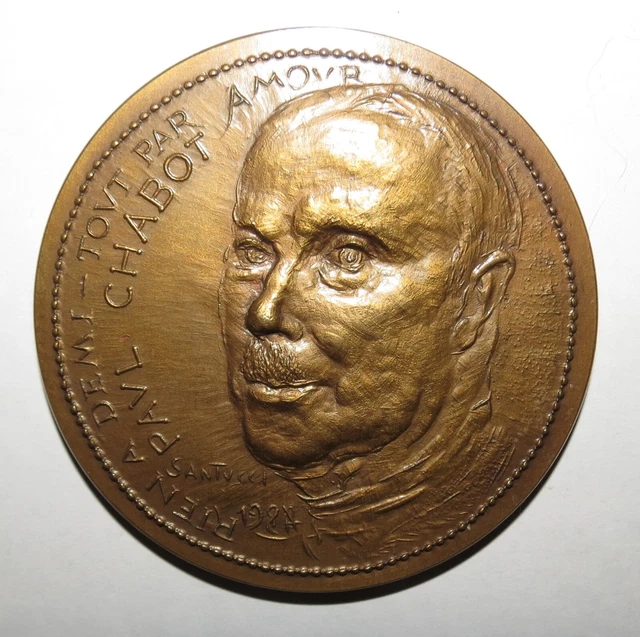 Rare Medaille par Santucci Paul Chabot pour la Monnaie de Paris 68mm 137g Bronze