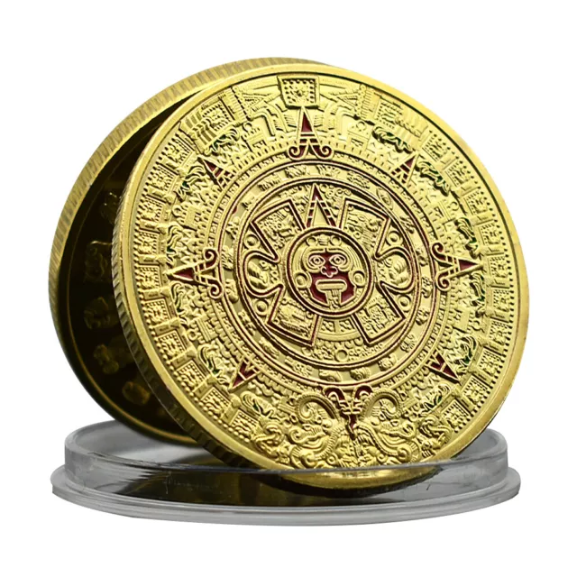 MEXICO MAYAN AZTEC Calendar Art Prophecy Culture Gold Coins