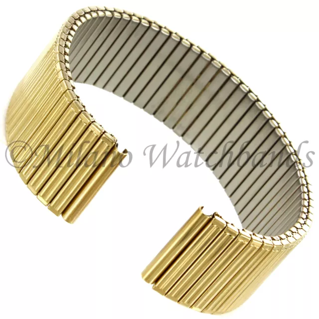 16mm or 18mm Hirsch Gold Twist-O-Flex Stainless Steel StripsMens Watch Band 3140