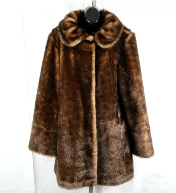 Vintage Terry Lewis Classic Luxuries Women's Brown Faux Fur Coat Size Small