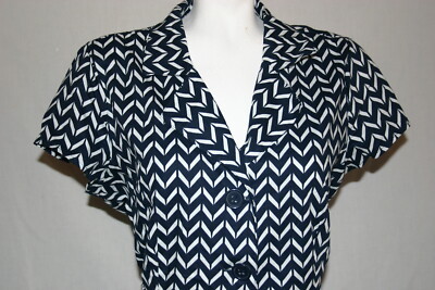 Mlle Gabrielle Women's Navy White Chevron Dress Work Church Size XL