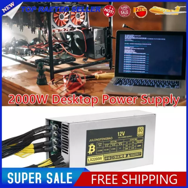 2200W ETH Mining Bitcoin Power Supply 6 Pin for BTC Mining Ethereum Server Miner