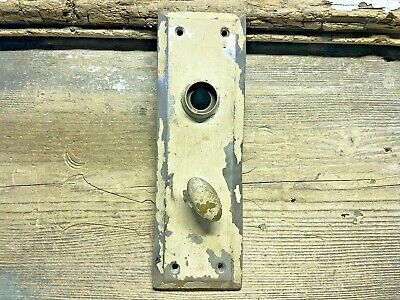 Vtg Farm Find Shabby Antique Door Knob Backplate Thumb Twist Bathroom/Kitchen