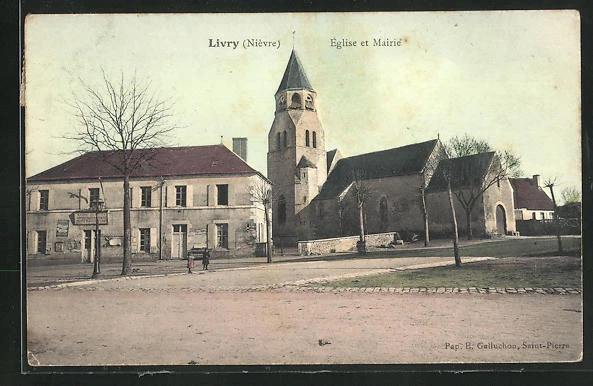 CPA Livry, Èglise et Mairie