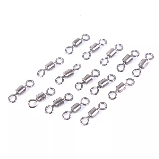 50x Fishing Barrel Bearing Rolling Swivel Solid Ring Lures Connector 11 Size 2