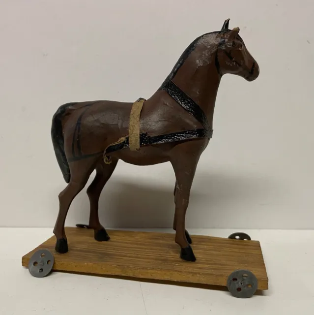 Antique Composition Horse Pull Toy probably German NR