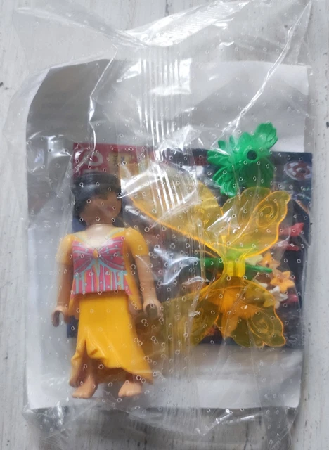 Figurine Playmobil Fée Avec Ailes Jaunes + Papillon - Édition Inédite Quick - Neuf