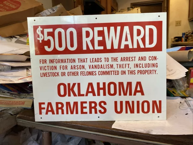 OKLAHOMA FARMERS UNION 500 Reward Sign
