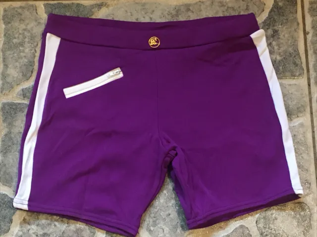 Vintage swordfish swim shorts swimwear Large Purple Zip Beach Trunks 3
