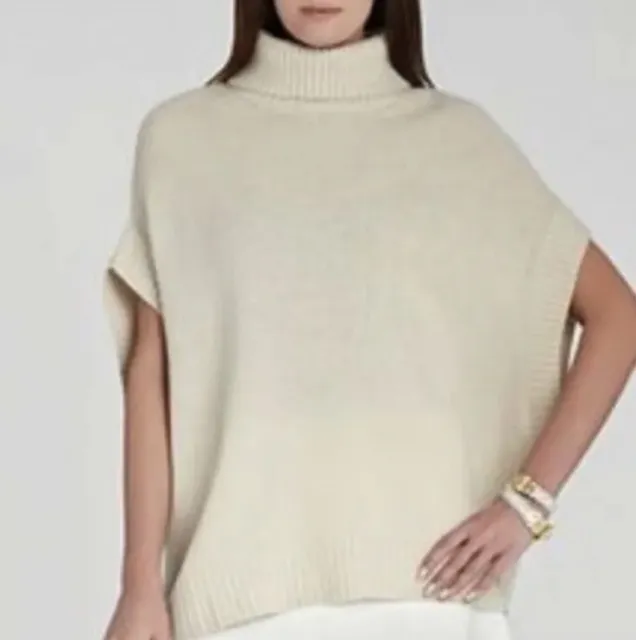 BCBGMAXAZRIA Kasia Women's Oatmeal Pullover High-low Sweater XS/S Wool Cashmere
