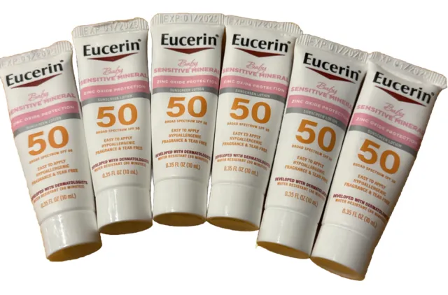 Eucerin Sun Sensitive Skin Mineral Baby Sunscreen SPF 50  Zinc Oxide .35 Oz X 6