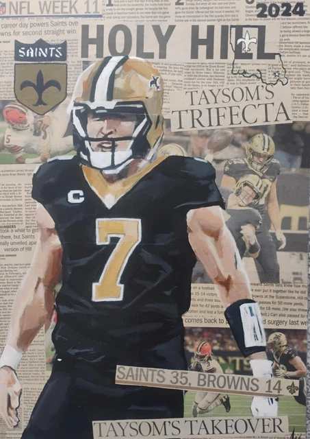 TAYSOM HILL SAINTS Football 1/1 Original Art Time Capsule