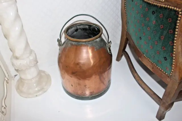 Antique Large solid French Copper Milk/Water Jug/Plant Pot Jar 34 x 31 cm 6 KG