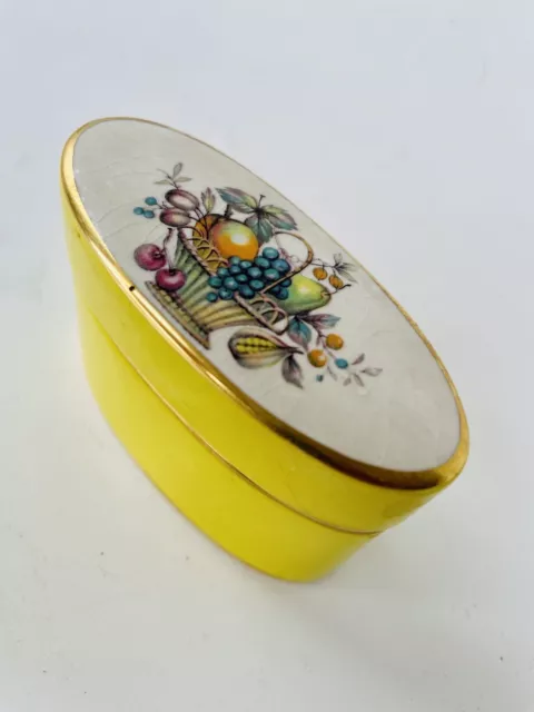 Vintage Carlton Ware Yellow Oval Lidded Trinket Box