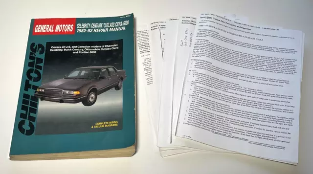 Chilton's Repair Manual 8252 GM: Celebrity, Century, Ciera & 6000, 1982-92