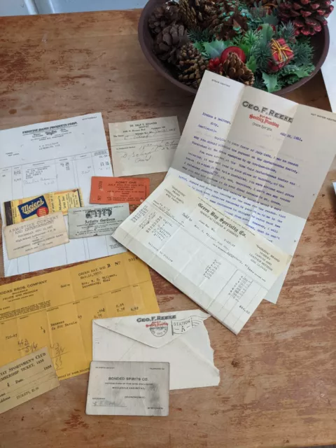 Early 20th Century Wisconsin Ephemera Lot. Tickets, Letterhead, Envelope, Bills.