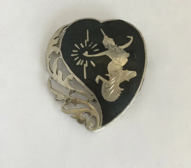 Broche En Argent/ Danseuse/ Thailande/ Annees 1940