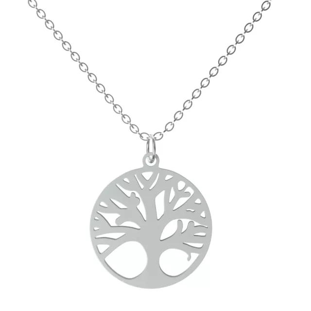 Mujer Collar con Colgante Árbol de la Vida Acero Inoxidable Cadena Moda Plata