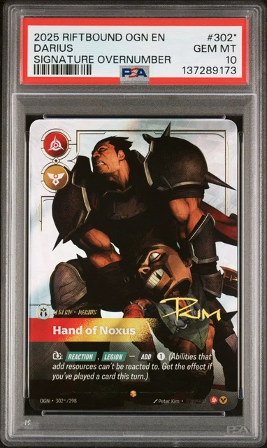 PSA 10 DARIUS 302*/298 Signature Overnumber Riftbound Origins League of ...