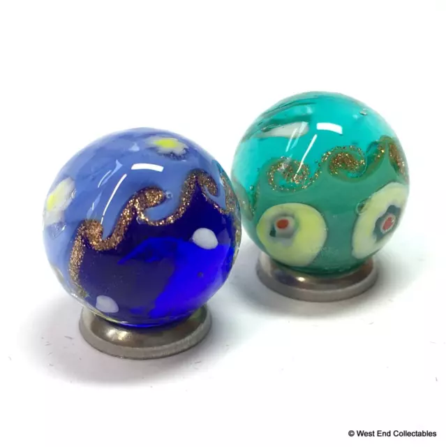 2 x 16mm Handgefertigt Murmeln Ozean Wellen Glas Kunst Spielzeug & Geschenktüte