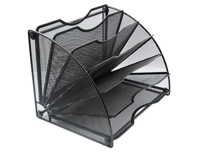 Desk File Organizer 6 Compartment Fan-Shaped Filing Paper Holder Lett...