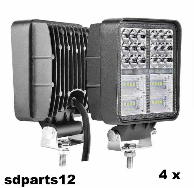 4x 162W LED Projecteur De Travail DRL Feux De Jour Camper Caravane Camion Bateau