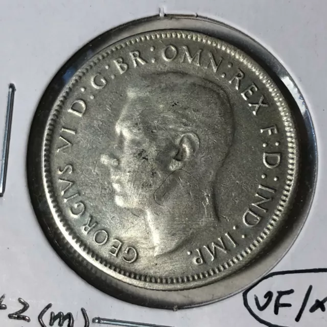 1942 (m) Australia 1 Florin King George VI Silver Coin VF/XF Condition